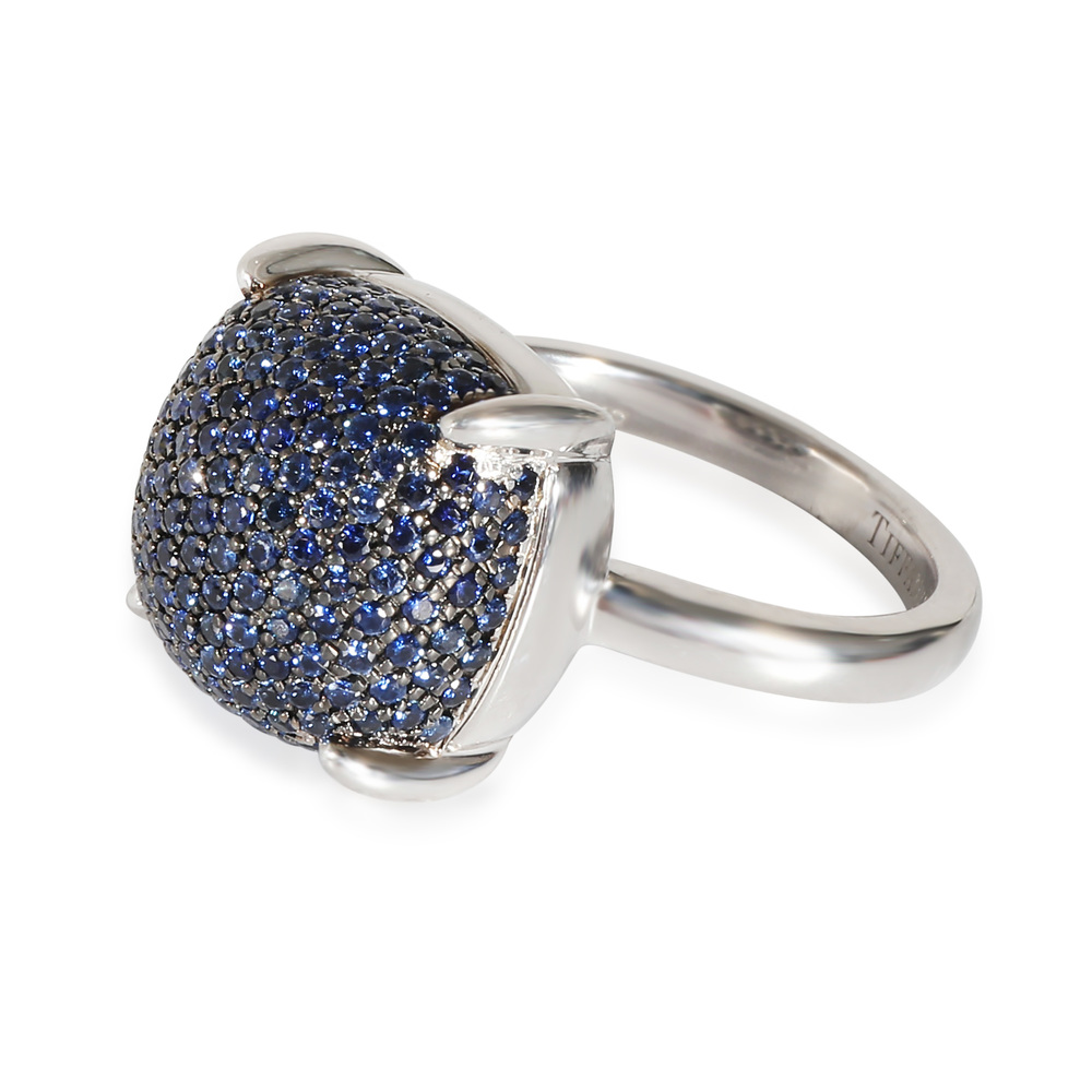 Tiffany & Co. Paloma Picasso Sugar Stack Blue Sapphire Ring in 18k White Gold - Picture 4 of 5